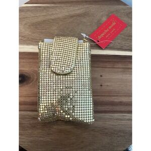 Vintage Gold Mesh Cigarette Case Pouch Magnetic Close W/ Chain Coin Glasses New